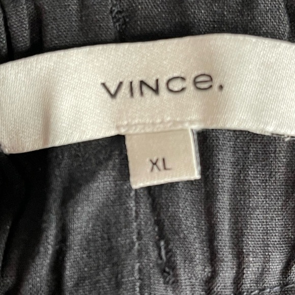 NWT Vince Women’s XL Pleated Front Straight Leg Linen Blend Black Pull On Pants - Picture 12 of 16